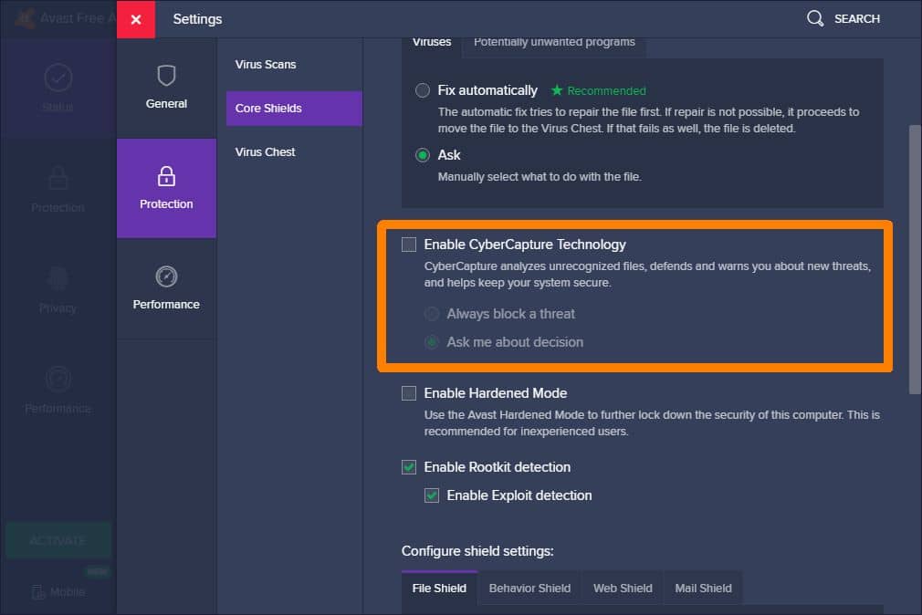 how to disable avast antivirus 